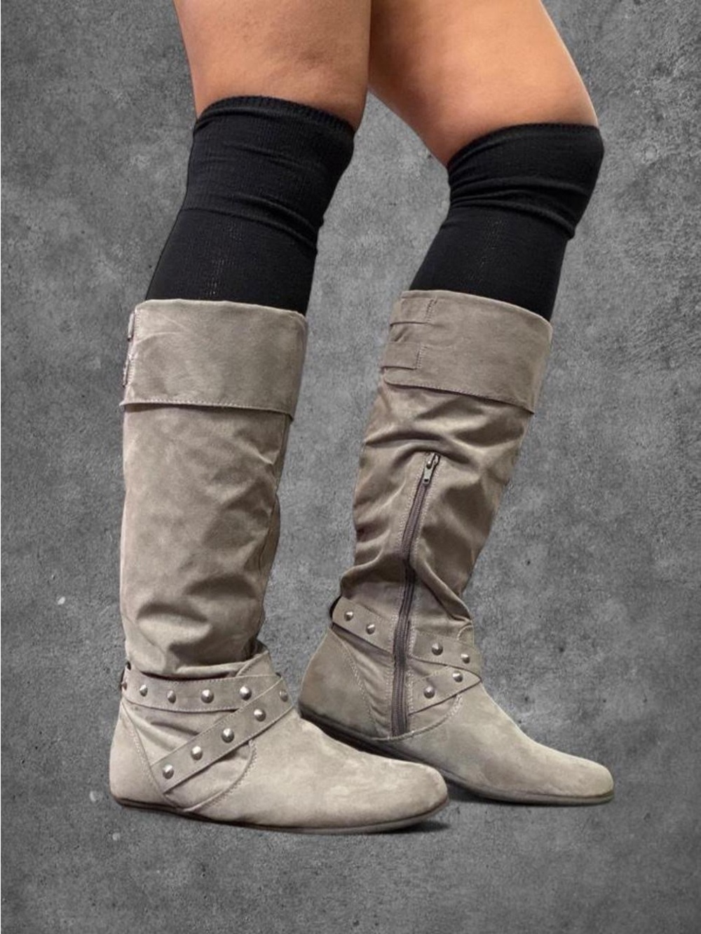Rampage Grey Silver Studded Boots